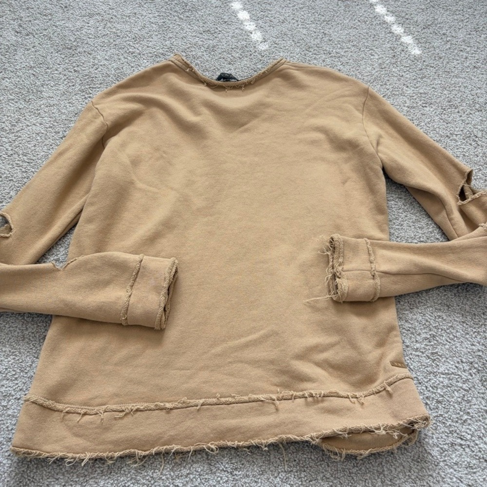 Alala Cypher Sweatshirt Womens M Tan Distressed Thrashed Grunge Indie Sleeze - Picture 7 of 8